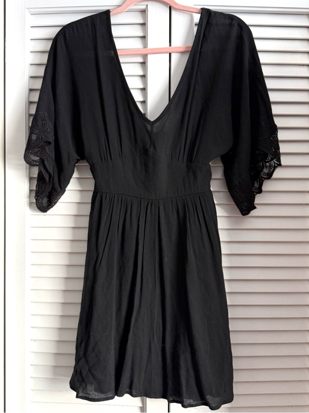 Altar’d State Black V-Neck Flutter Sleeve Dress